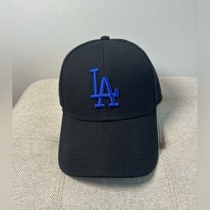 ‘47 Brand MLB Los Angeles Dodgers Adjustable Hat Cap OS Black Blue Logo EUC